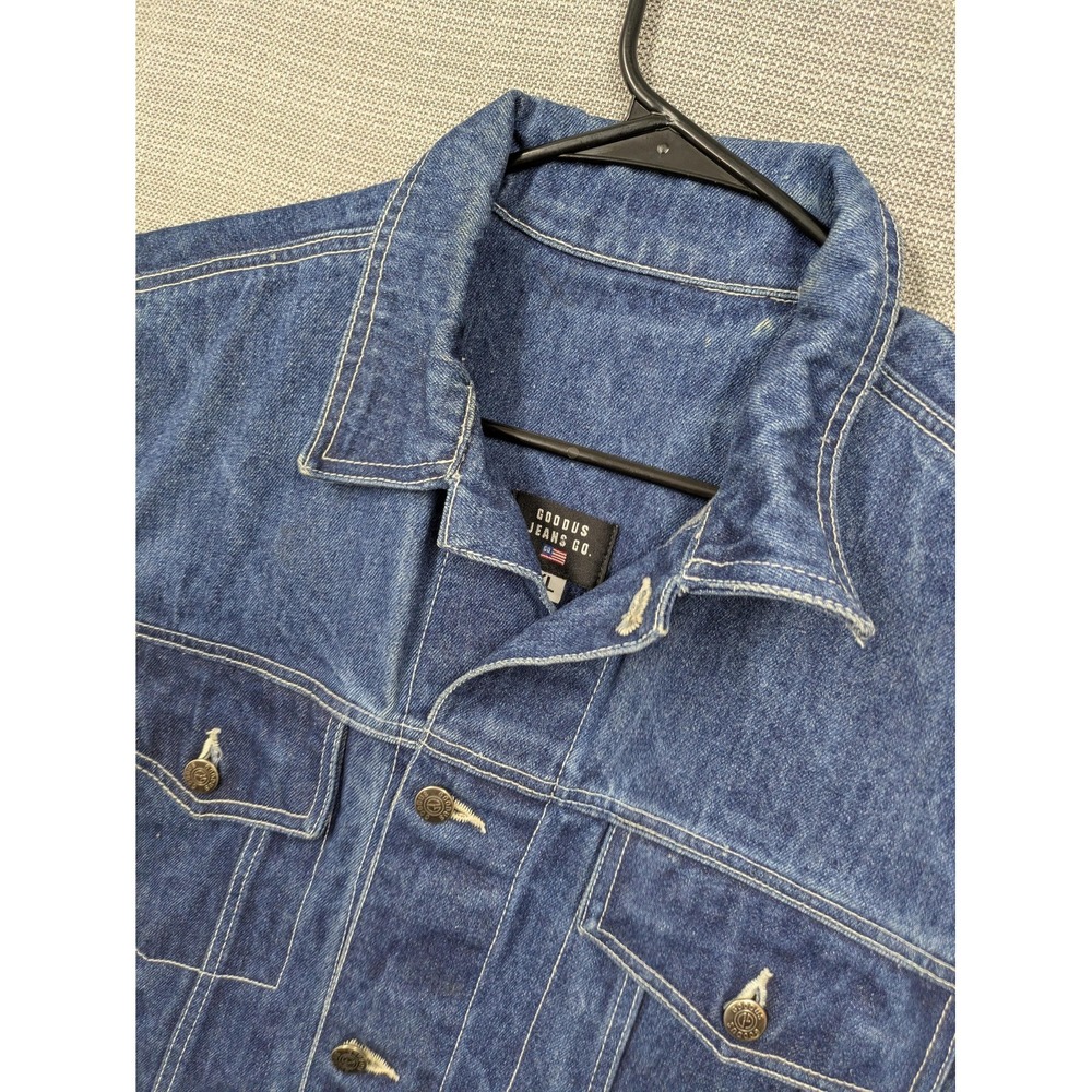 Goodus Jeans Co Denim Vest Mens XL Blue Button Front Biker Workwear Casual